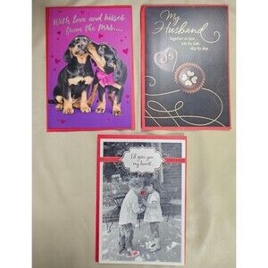 Happy Sweetest Day Lot of 3 Hallmark Greeting Card Dachshund Husband My Heart